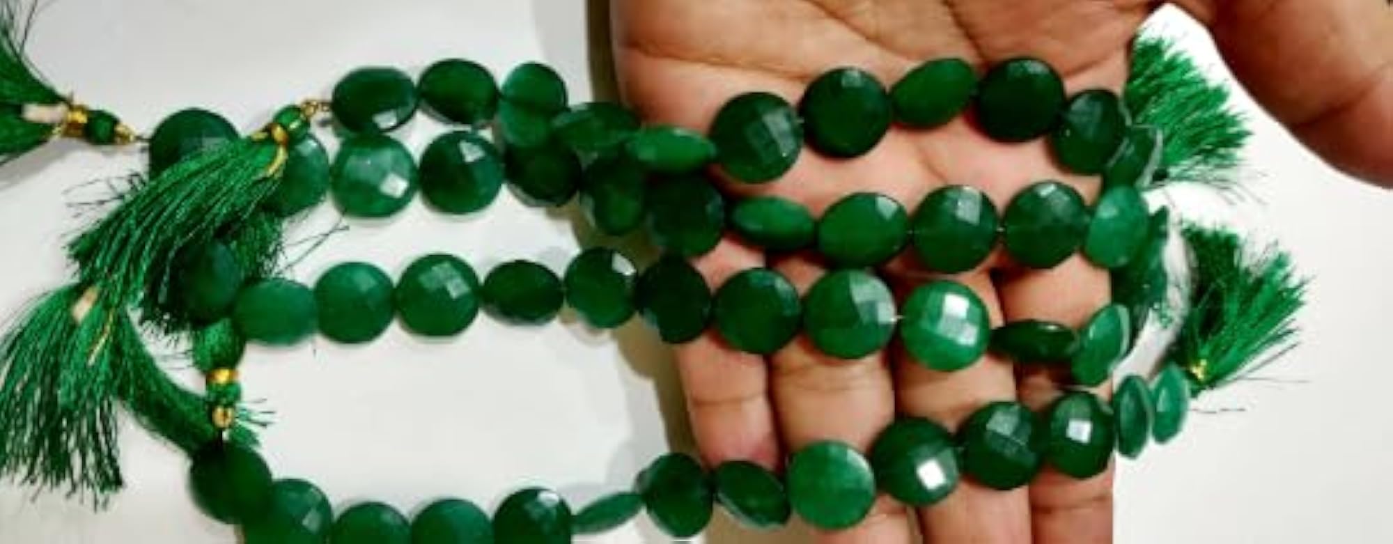 Emerald Round Coin Shape Briolette Beads